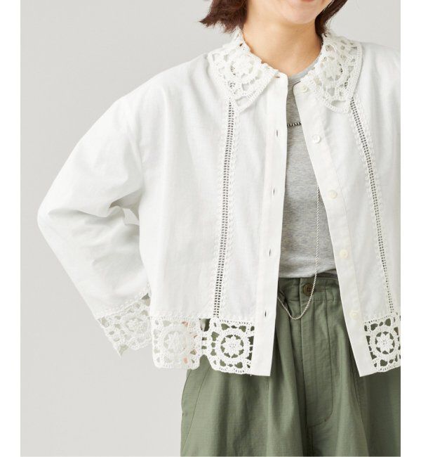 IENA LA BOUCLE「IENA LA BOUCLE エンブロイダリーレースコンビシャツ」|シャツ・ブラウス|