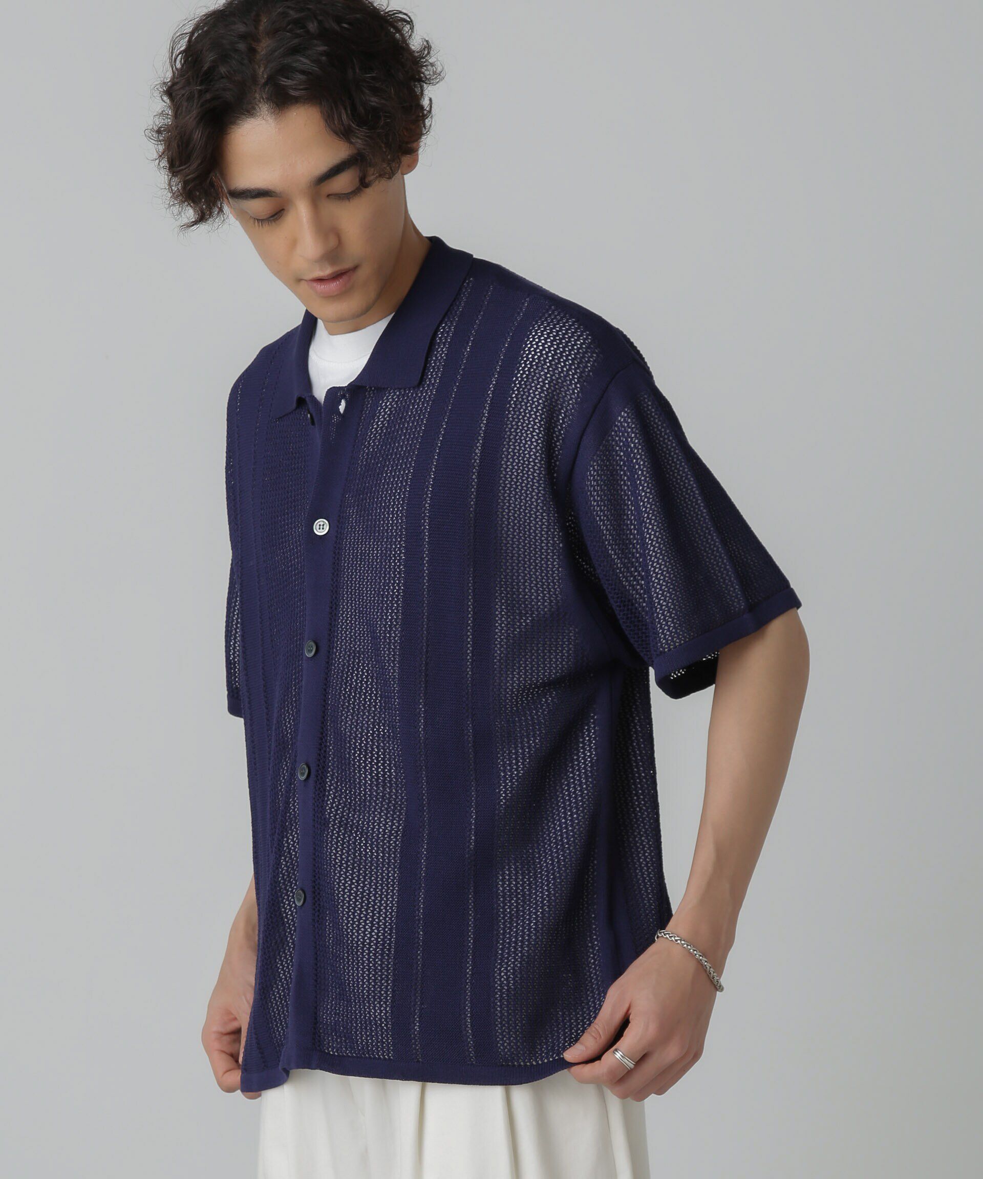 nano･universe「ドライタッチニットシャツ 半袖」|シャツ・ブラウス|