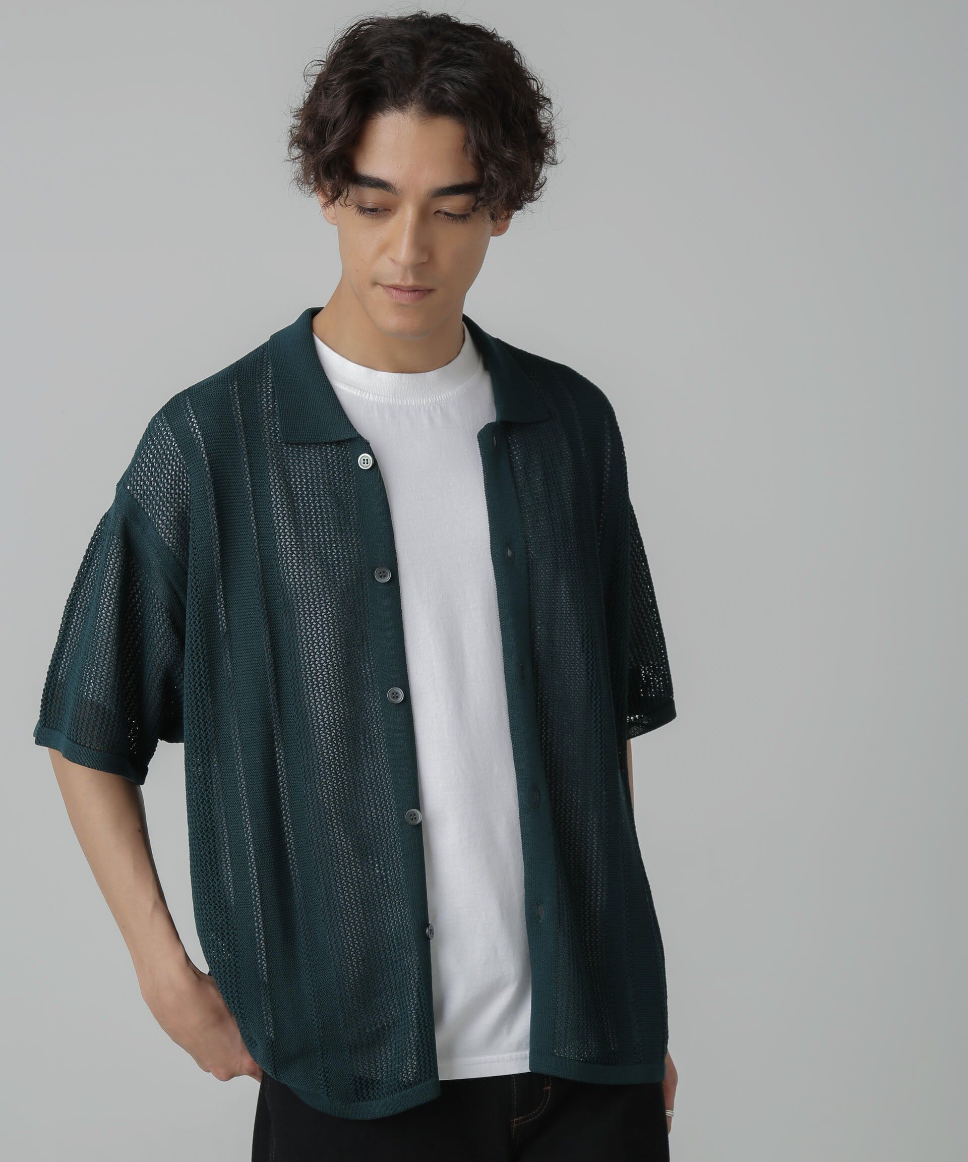 nano･universe「ドライタッチニットシャツ 半袖」|シャツ・ブラウス|
