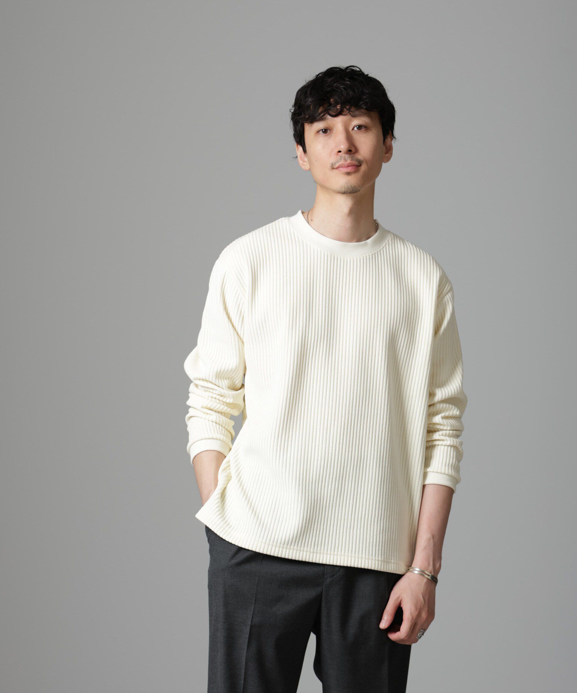 nano･universe「ジャージーコールプルオーバー」|Tシャツ・カットソー|ホワイト