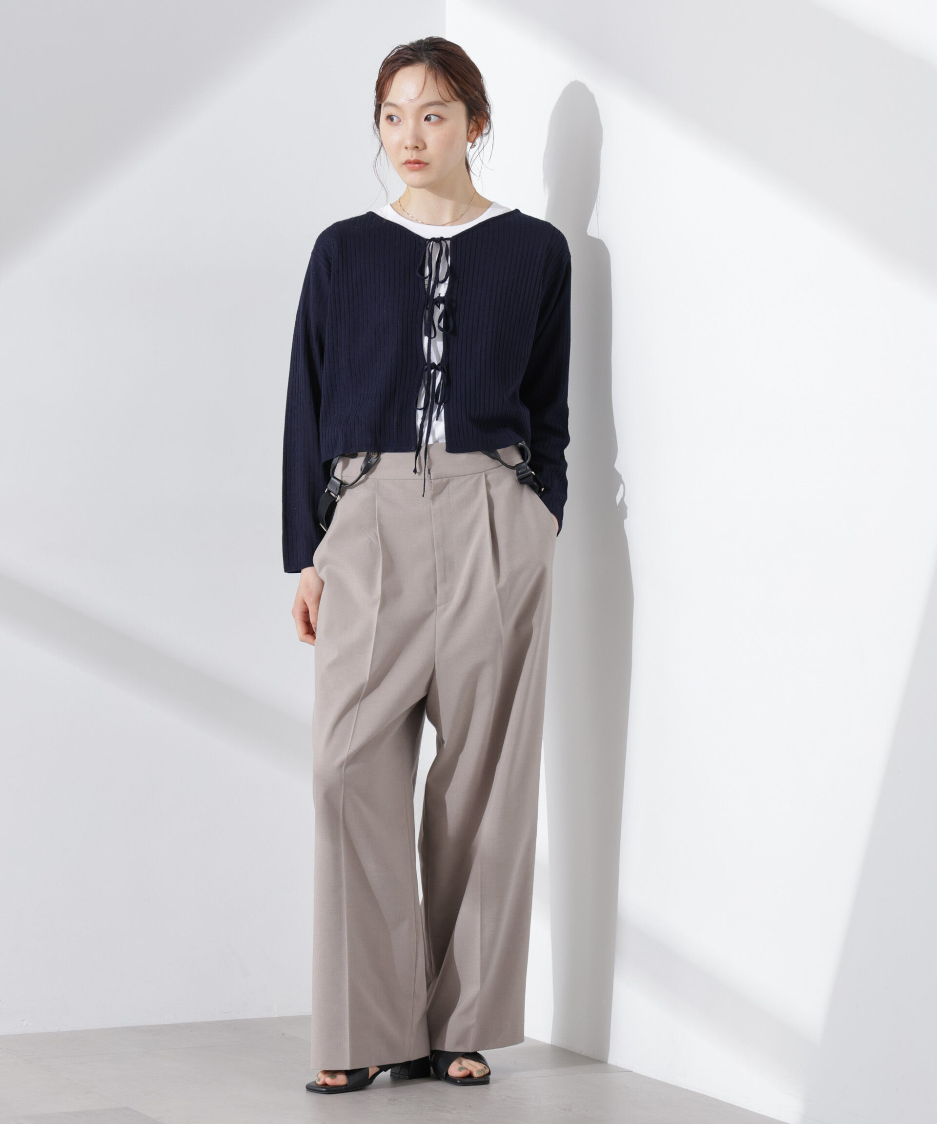 nano･universe「前後2wayリボン開きカーディガン」|ニット・セーター|