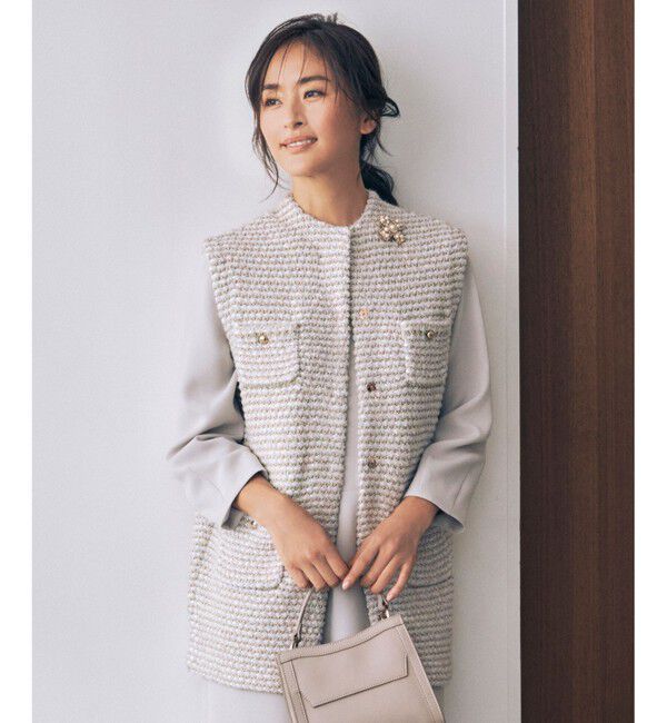 自由区「ツイード調ニット ジレ」|ベスト・ジレ|