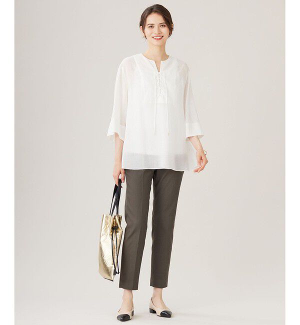 自由区「【カタログ掲載・接触冷感・洗える】ラミーローンプルオーバー ブラウス」|シャツ・ブラウス|