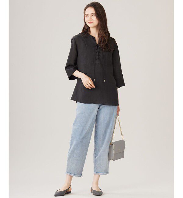 自由区「【カタログ掲載・接触冷感・洗える】ラミーローンプルオーバー ブラウス」|シャツ・ブラウス|