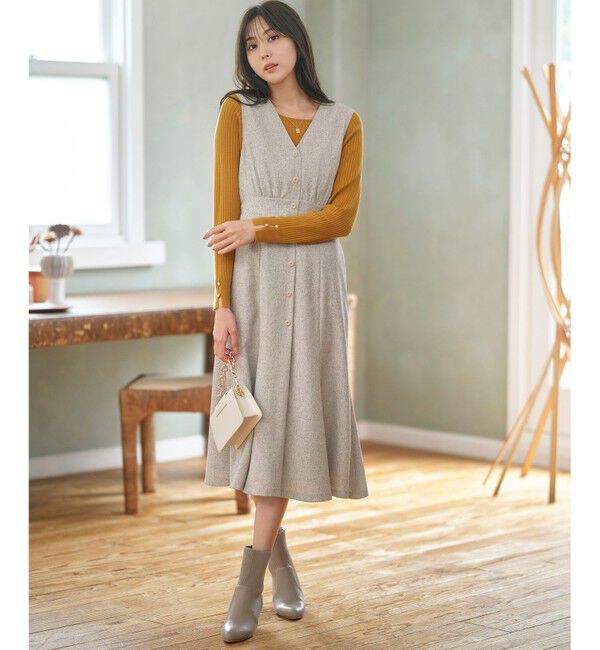 ANY SIS「【洗える】ツイーディマーメイド ジャンパースカート」|ジャンパースカート|