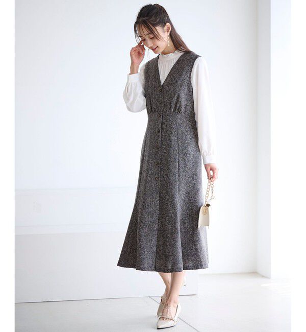 ANY SIS「【洗える】ツイーディマーメイド ジャンパースカート」|ジャンパースカート|