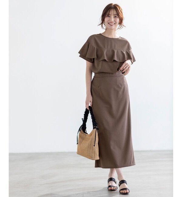 ANY SIS「【UVケア ・ストレッチ・洗える】2WAYジョーゼットジャージーナロー スカート」|スカート|