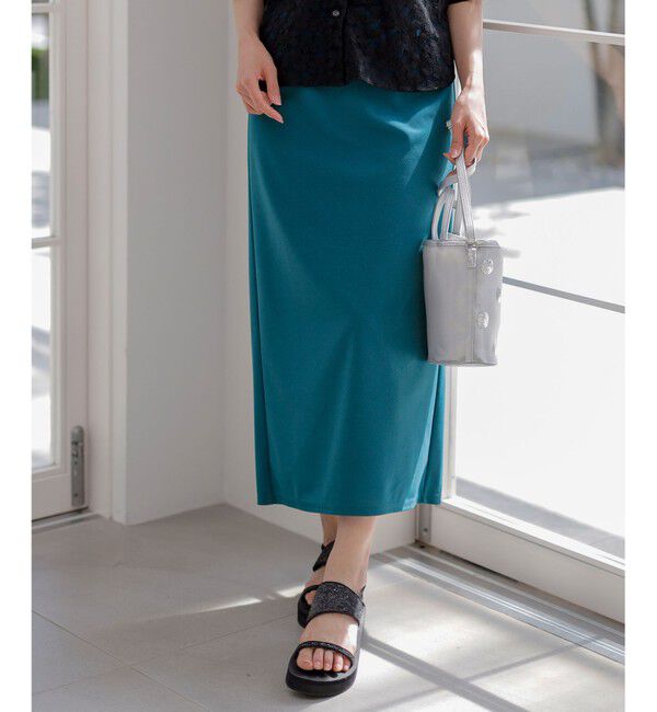 ANY SIS「【UVケア ・ストレッチ・洗える】2WAYジョーゼットジャージーナロー スカート」|スカート|グリーン