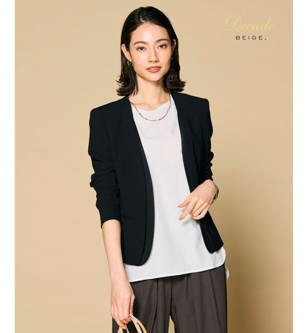 BEIGE,「CINDY / ダブルカラージャケット」|ノーカラージャケット|Black&times;Black