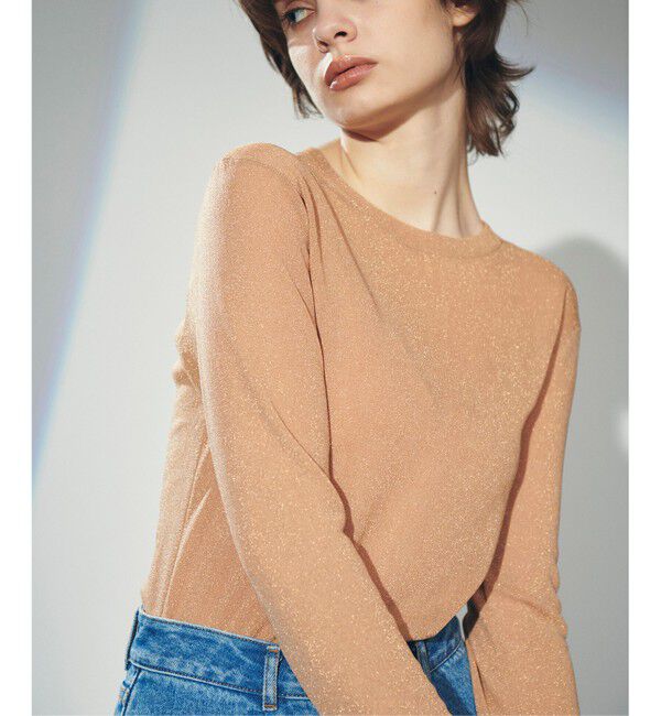 Diagram「ラメシアーリブニットトップ」|ニット・セーター|ベージュ