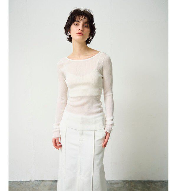 Grace Class「ラメシアーリブニットトップ」|ニット・セーター|ホワイト
