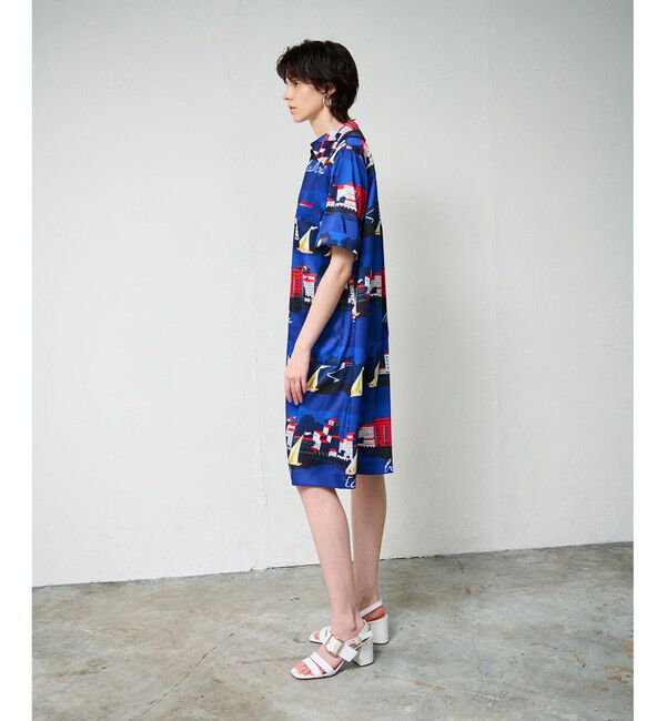 Grace Class「マリンプリントシャツドレス」|ワンピース|