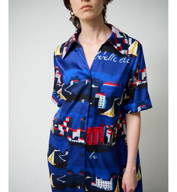 Grace Class「マリンプリントシャツドレス」|ワンピース|