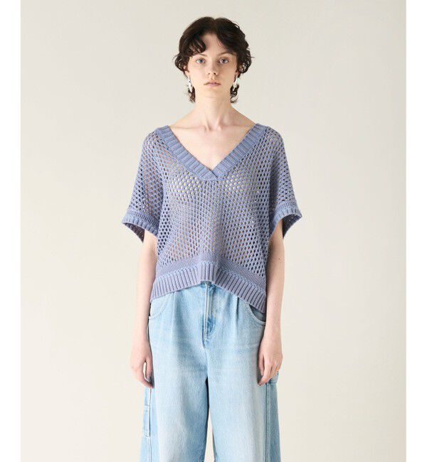 GRACE CONTINENTAL「メッシュVネックニットトップ」|ニット・セーター|