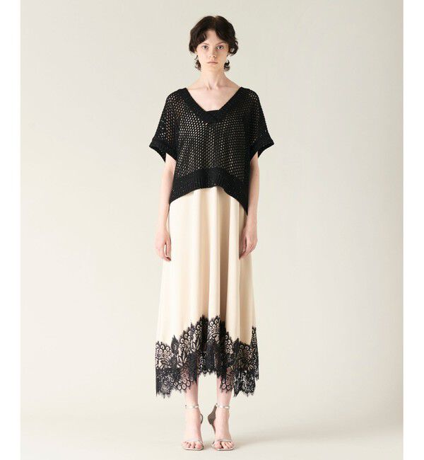 GRACE CONTINENTAL「メッシュVネックニットトップ」|ニット・セーター|