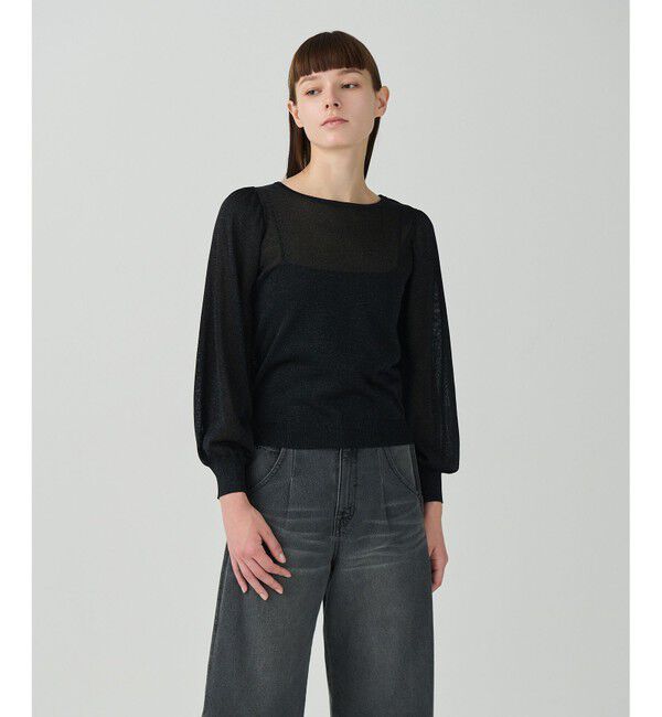 Grace Class「シアーラメニットトップ」|ニット・セーター|ブラック