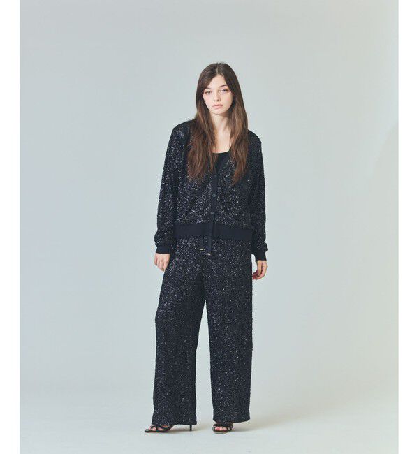 Grace Class「スパンコールニットパンツ」|その他|ブラック