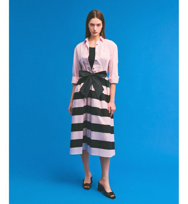  「ボーダーコンビシャツワンピース」|ワンピース|