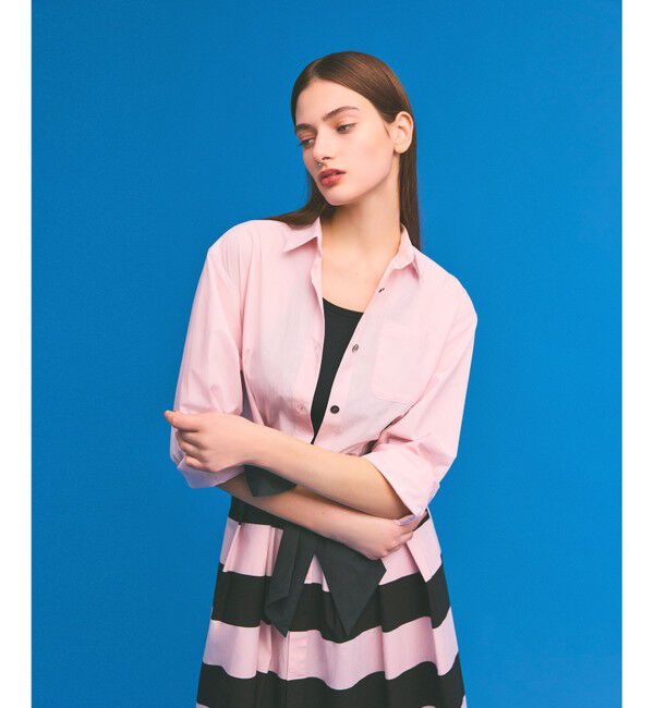  「ボーダーコンビシャツワンピース」|ワンピース|