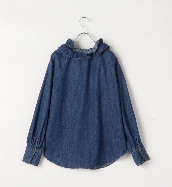 Rie Miller「【RM denim】フリルギャザーデニムブラウス」|シャツ・ブラウス|