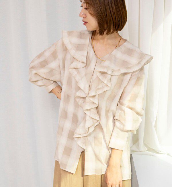 NOLLEY'S「ウォッシャブルラッフルカラーブラウス」|シャツ・ブラウス|