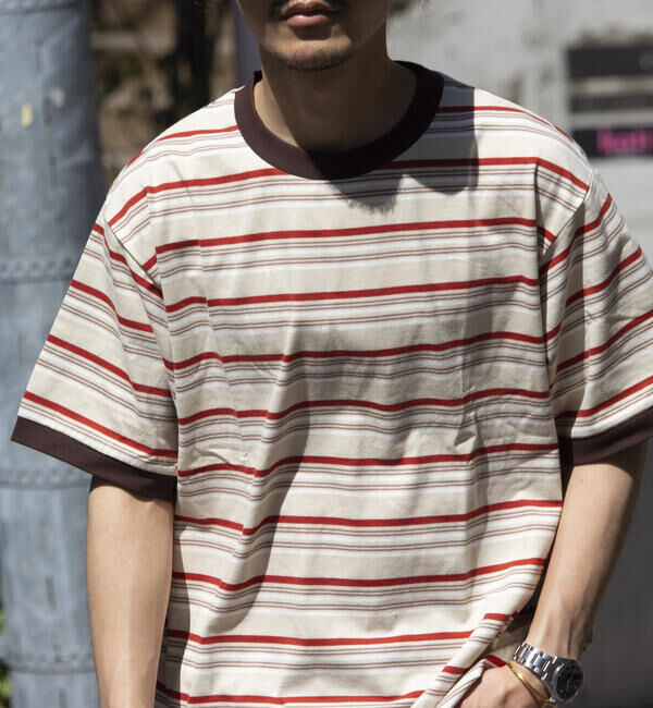 GLOSTER「【GLOSTER/グロスター】マルチボーダー リンガーTシャツ」|Tシャツ・カットソー|