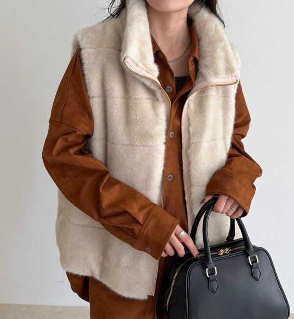 fredy emue「ボーダーキルトファーベスト」|ダウンベスト・ベスト|