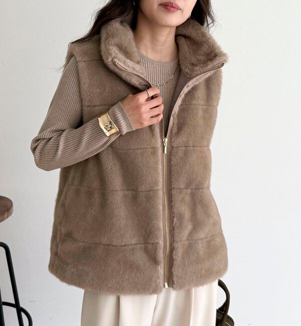 fredy emue「ボーダーキルトファーベスト」|ダウンベスト・ベスト|