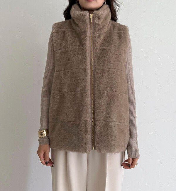 fredy emue「ボーダーキルトファーベスト」|ダウンベスト・ベスト|