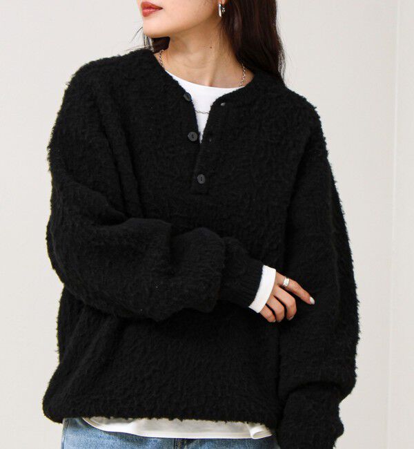 GLOSTER「【モヘアタッチ/ユニセックス対応】ヘンリーネックプルオーバーニット」|ニット・セーター|