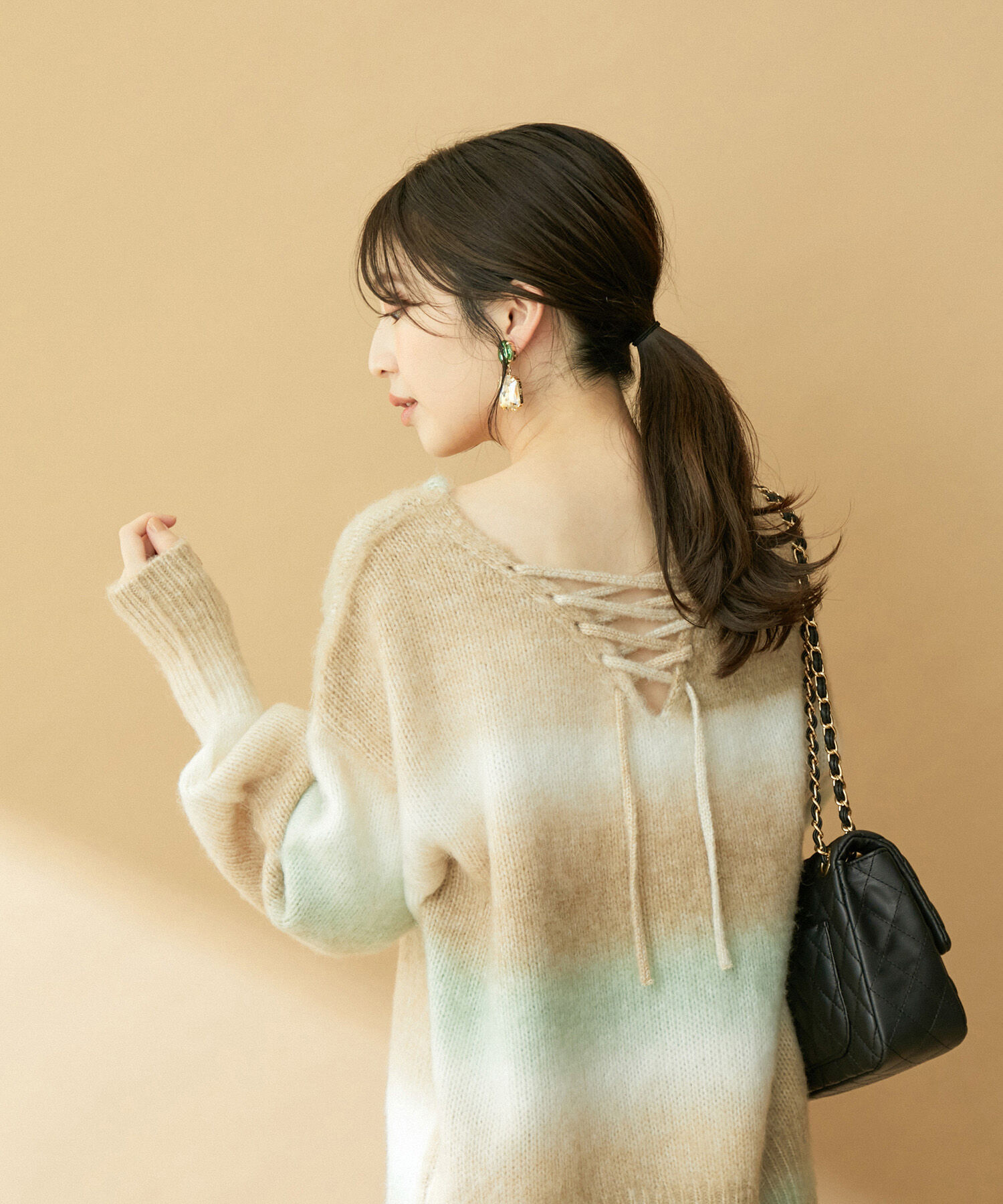 VIS「【前後2WAY】レースアップグラデーションニット」|ニット・セーター|