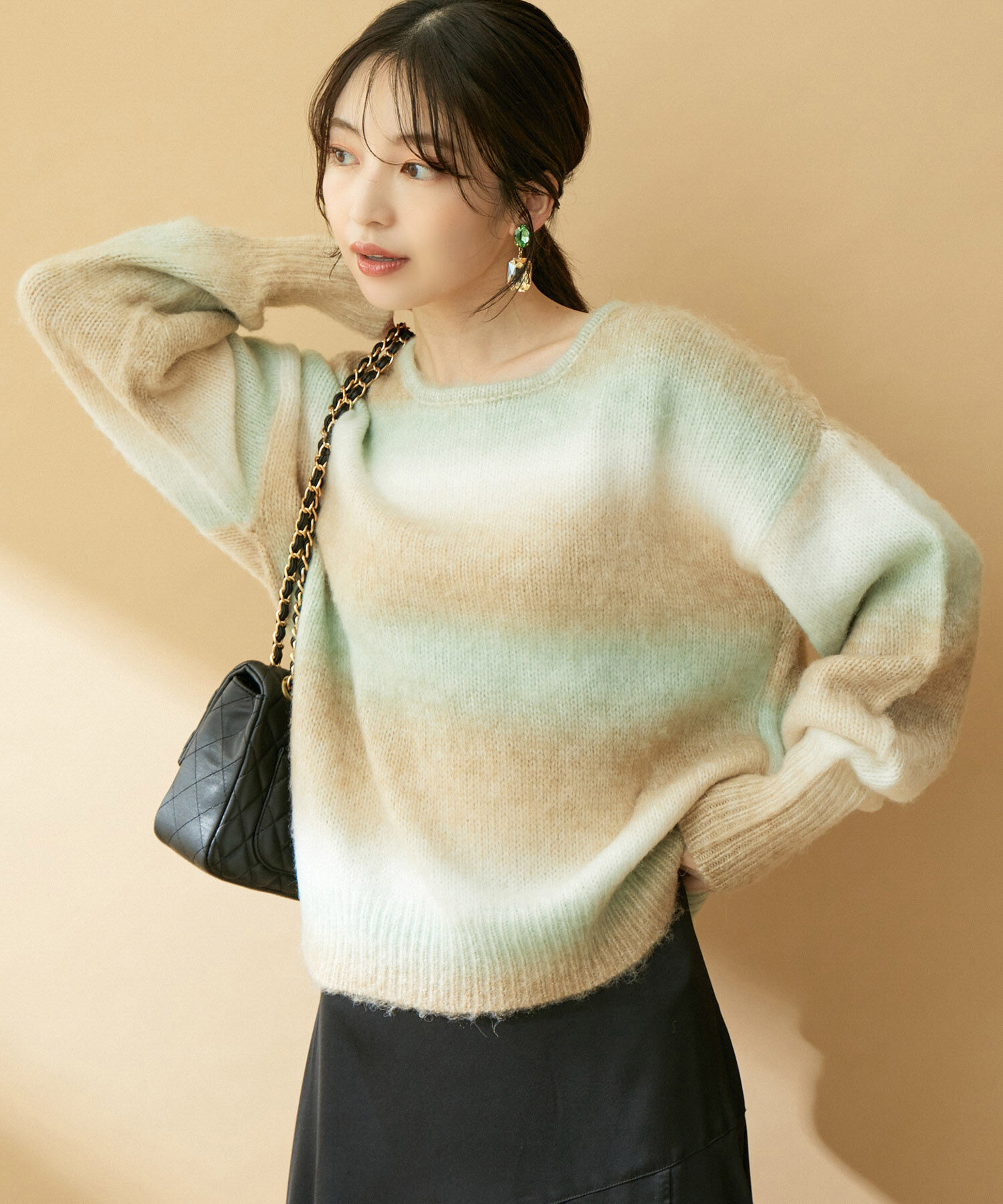 VIS「【前後2WAY】レースアップグラデーションニット」|ニット・セーター|