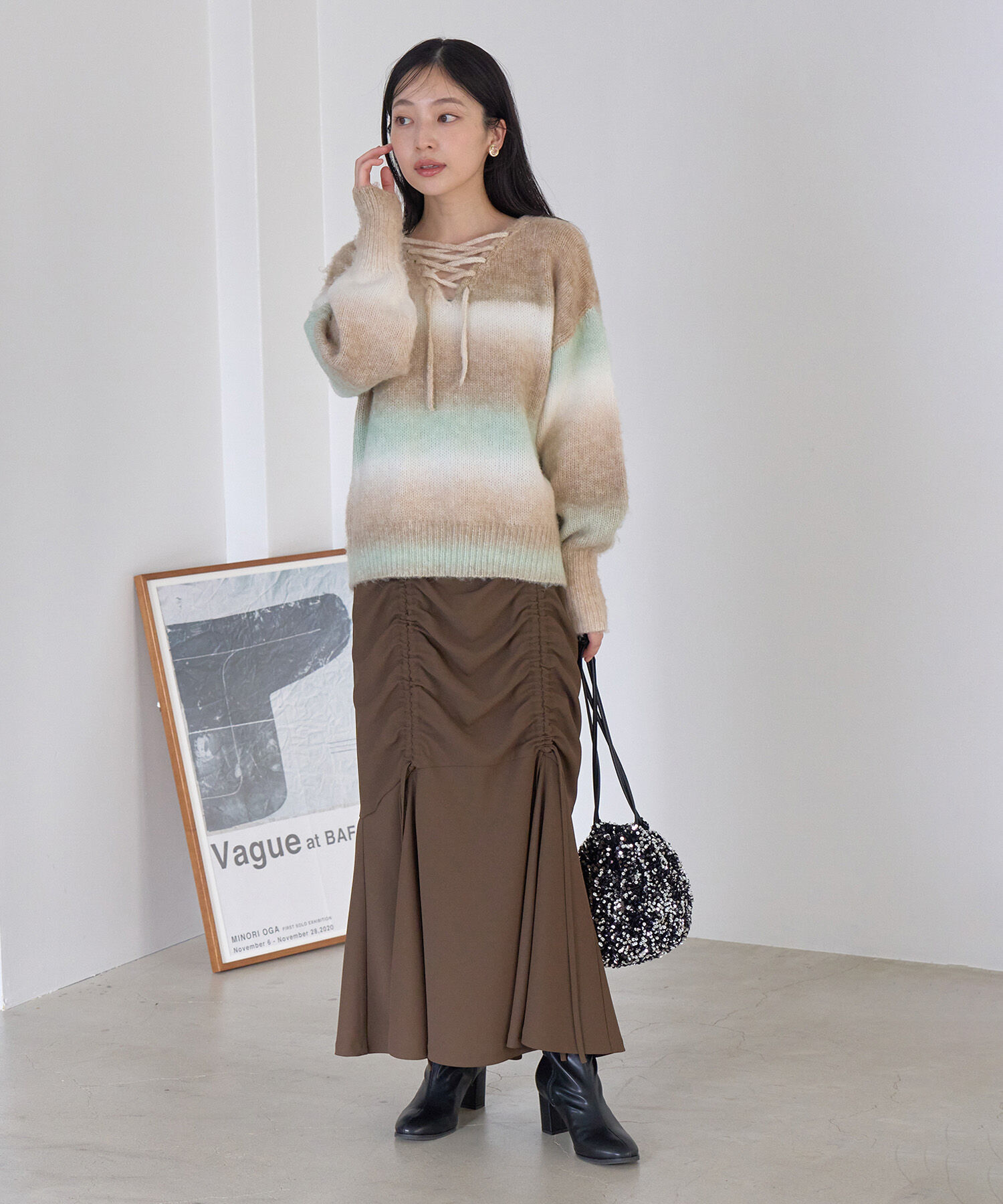 VIS「【前後2WAY】レースアップグラデーションニット」|ニット・セーター|