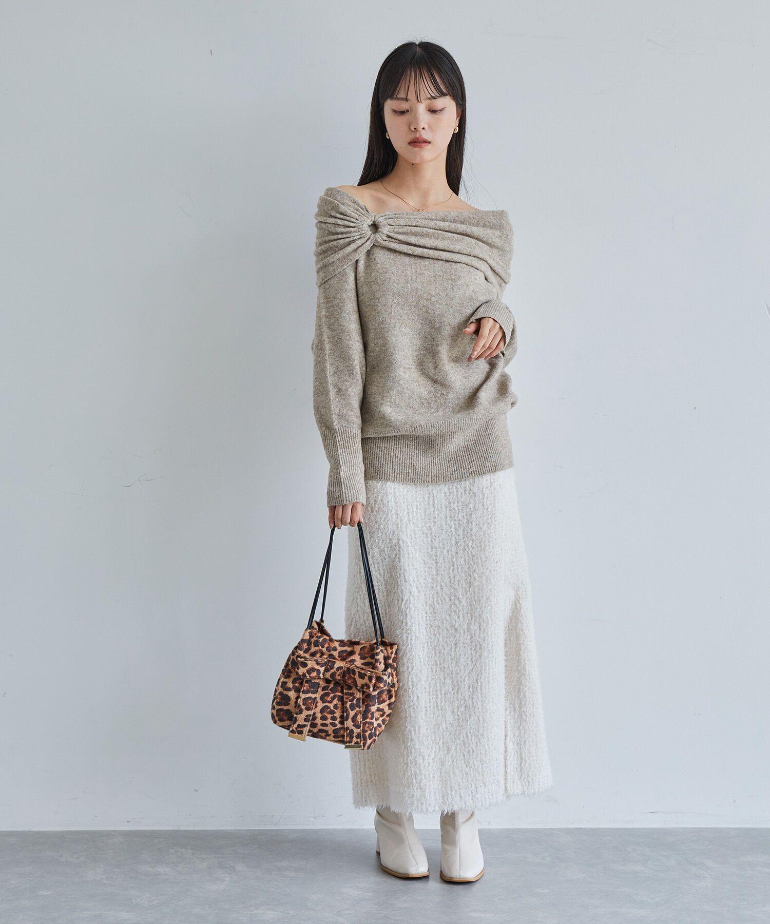 VIS「【2WAY】ミックスヤーンオフショルダーニット」|ニット・セーター|