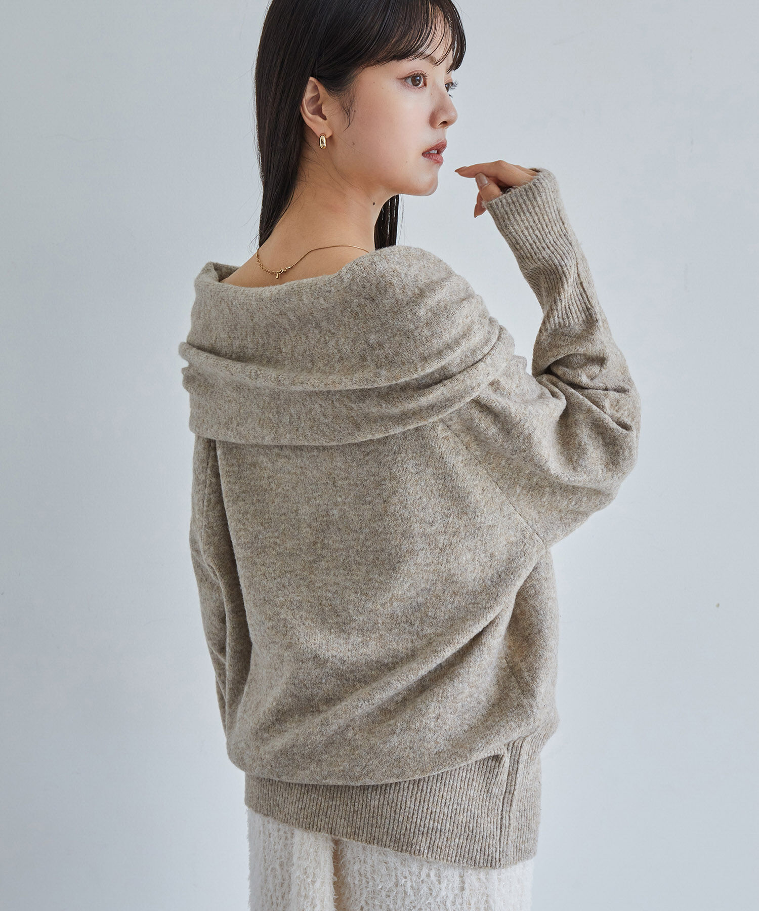 VIS「【2WAY】ミックスヤーンオフショルダーニット」|ニット・セーター|