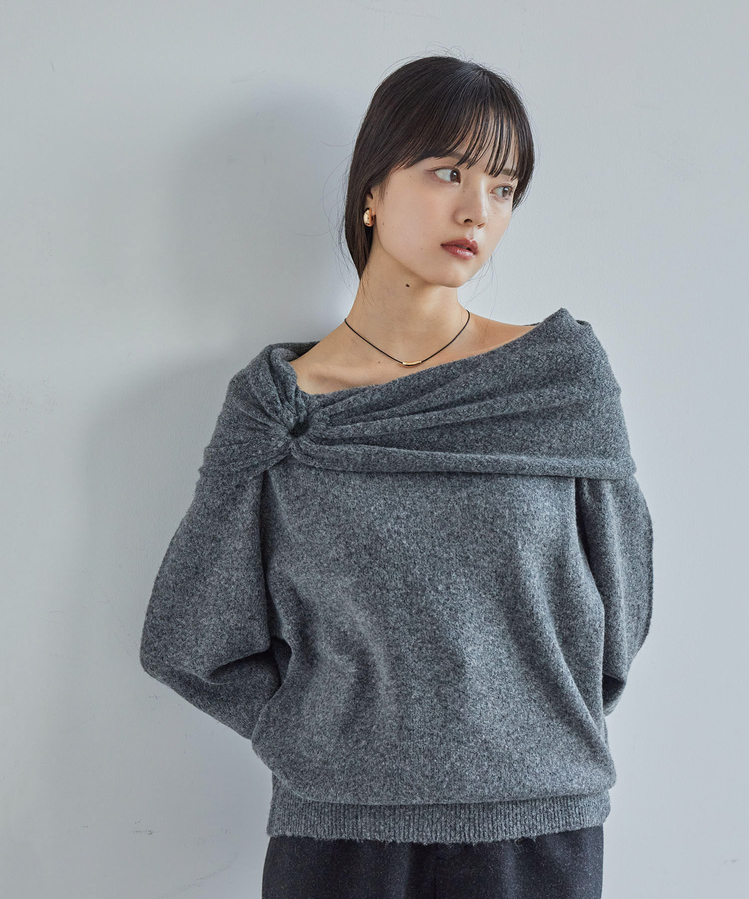 VIS「【2WAY】ミックスヤーンオフショルダーニット」|ニット・セーター|