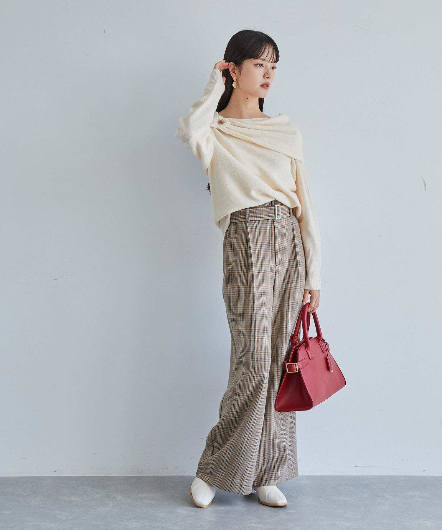 VIS「【2WAY】ミックスヤーンオフショルダーニット」|ニット・セーター|