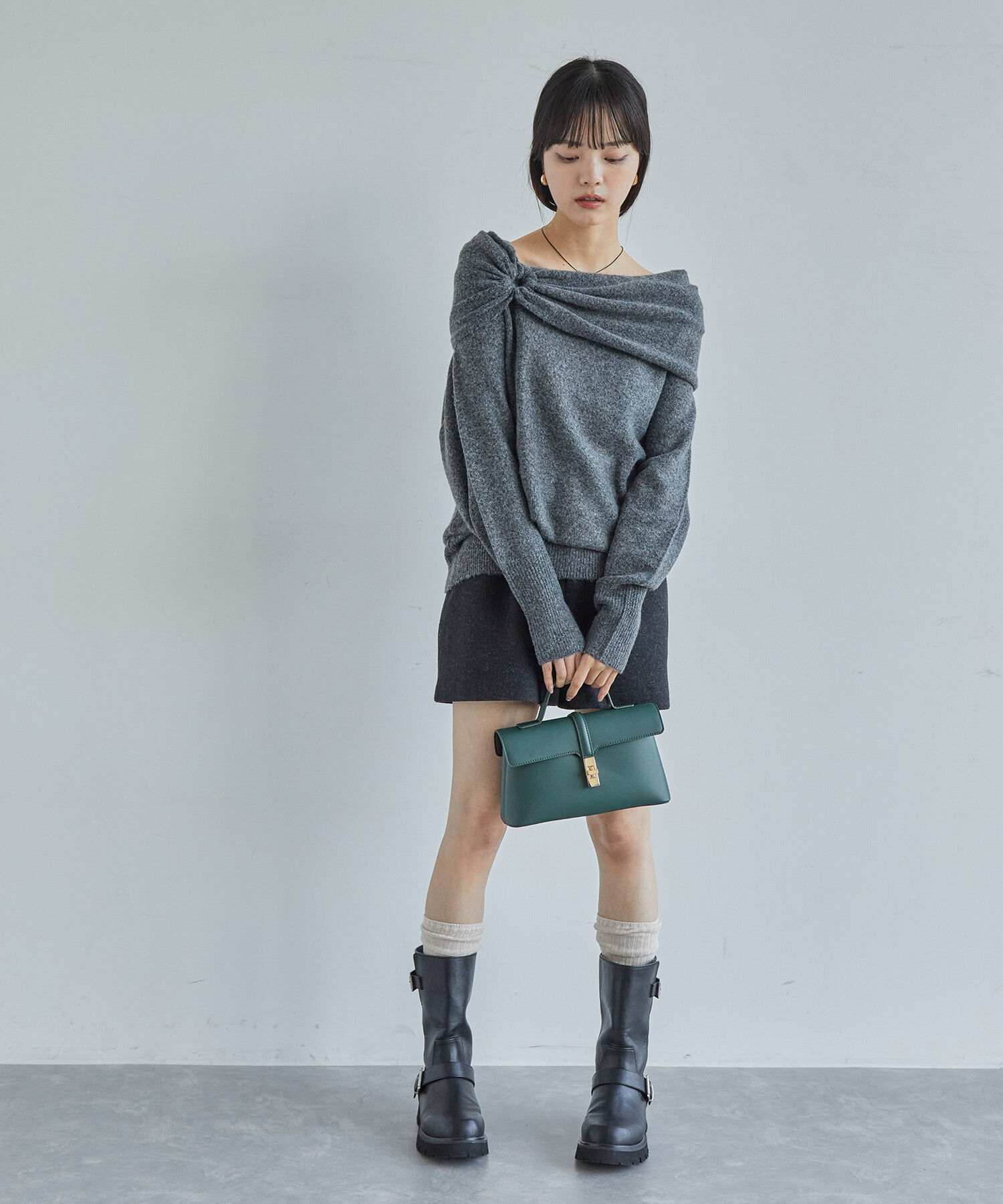 VIS「【2WAY】ミックスヤーンオフショルダーニット」|ニット・セーター|