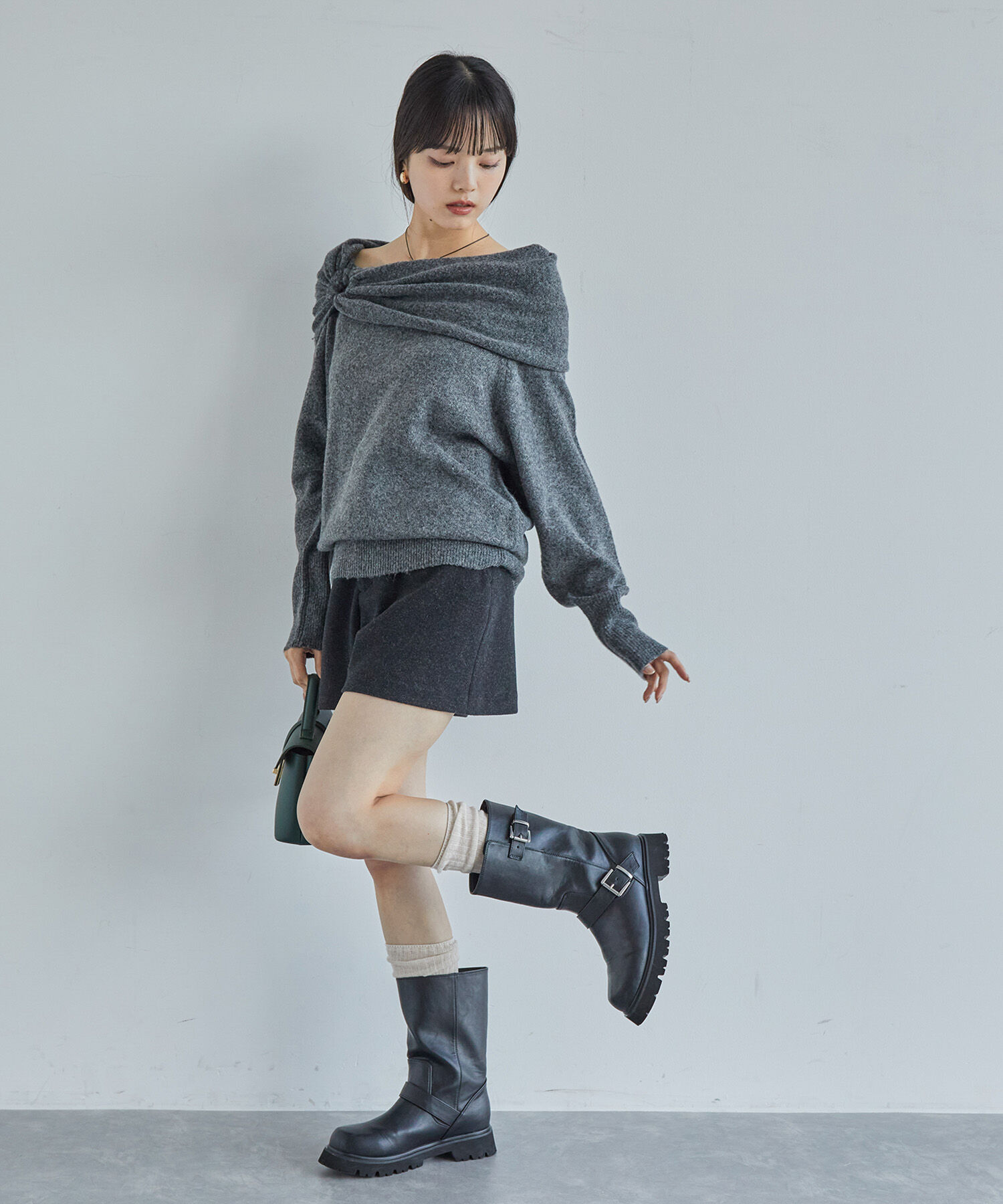 VIS「【2WAY】ミックスヤーンオフショルダーニット」|ニット・セーター|