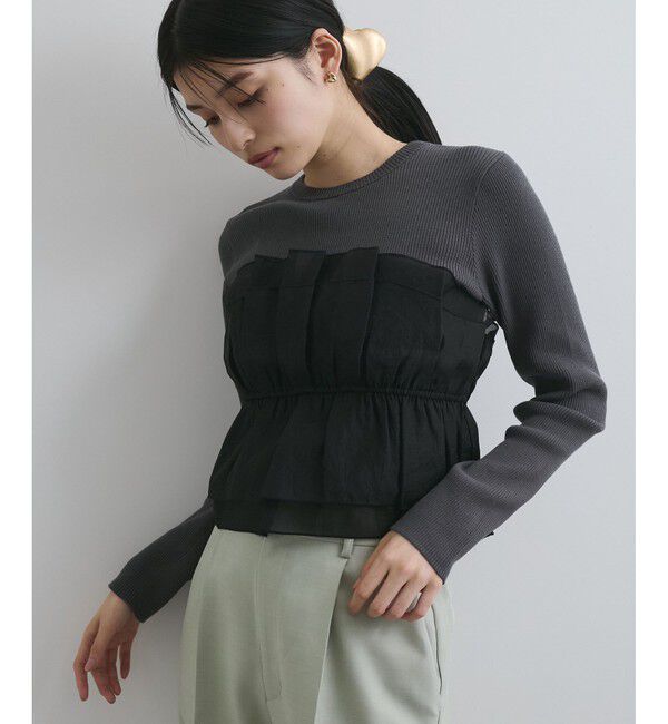 VIS「旬なレイヤードスタイルが叶う！ライトニットビスチェドッキングプルオーバー【洗える】」|ニット・セーター|