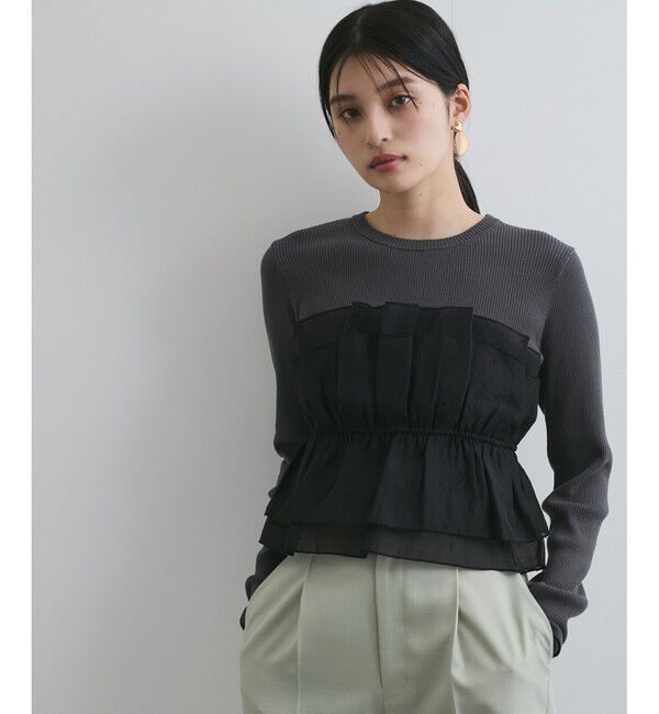 VIS「旬なレイヤードスタイルが叶う！ライトニットビスチェドッキングプルオーバー【洗える】」|ニット・セーター|