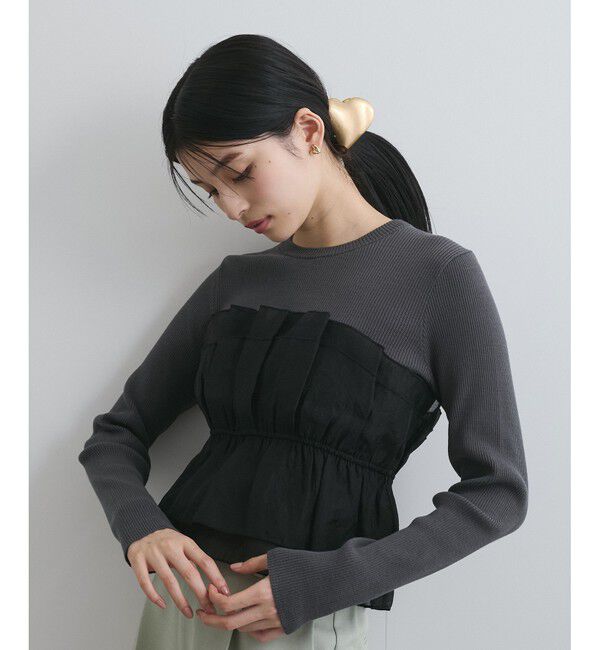 VIS「旬なレイヤードスタイルが叶う！ライトニットビスチェドッキングプルオーバー【洗える】」|ニット・セーター|