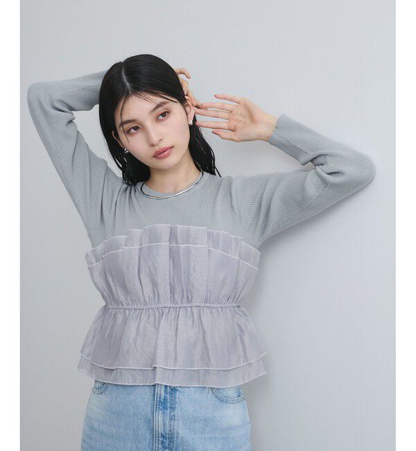 VIS「旬なレイヤードスタイルが叶う！ライトニットビスチェドッキングプルオーバー【洗える】」|ニット・セーター|