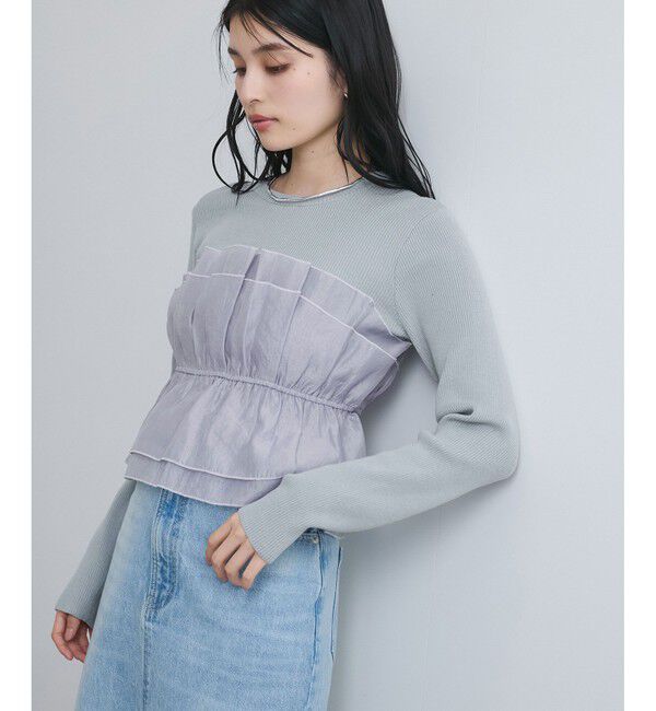 VIS「旬なレイヤードスタイルが叶う！ライトニットビスチェドッキングプルオーバー【洗える】」|ニット・セーター|