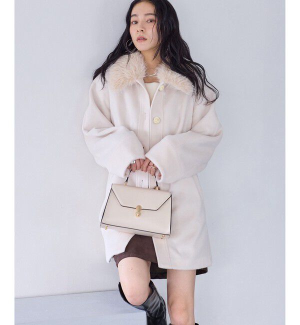 VIS「ファー付きAラインステンコート」|ステンカラーコート|