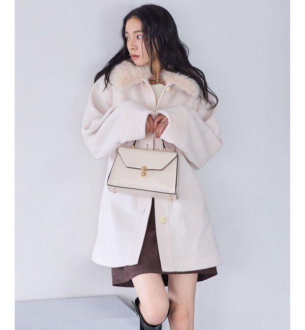 VIS「ファー付きAラインステンコート」|ステンカラーコート|