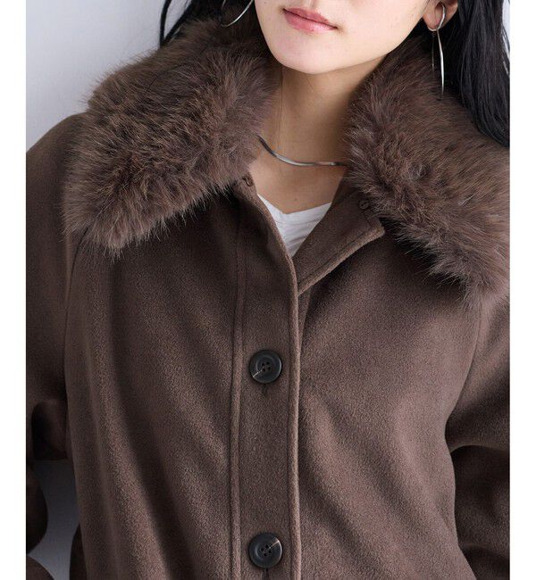 VIS「ファー付きAラインステンコート」|ステンカラーコート|