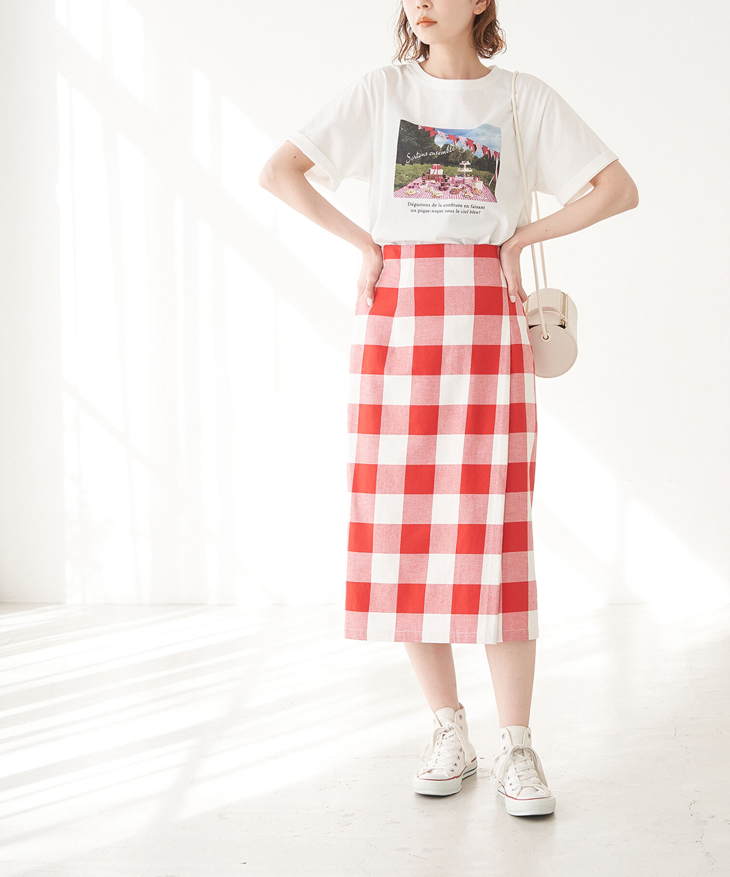 Rope&rsquo;Picnic「【Bonne Maman &times; ROPE' PICNIC】ギンガムチェックIラインスカート」|スカート|