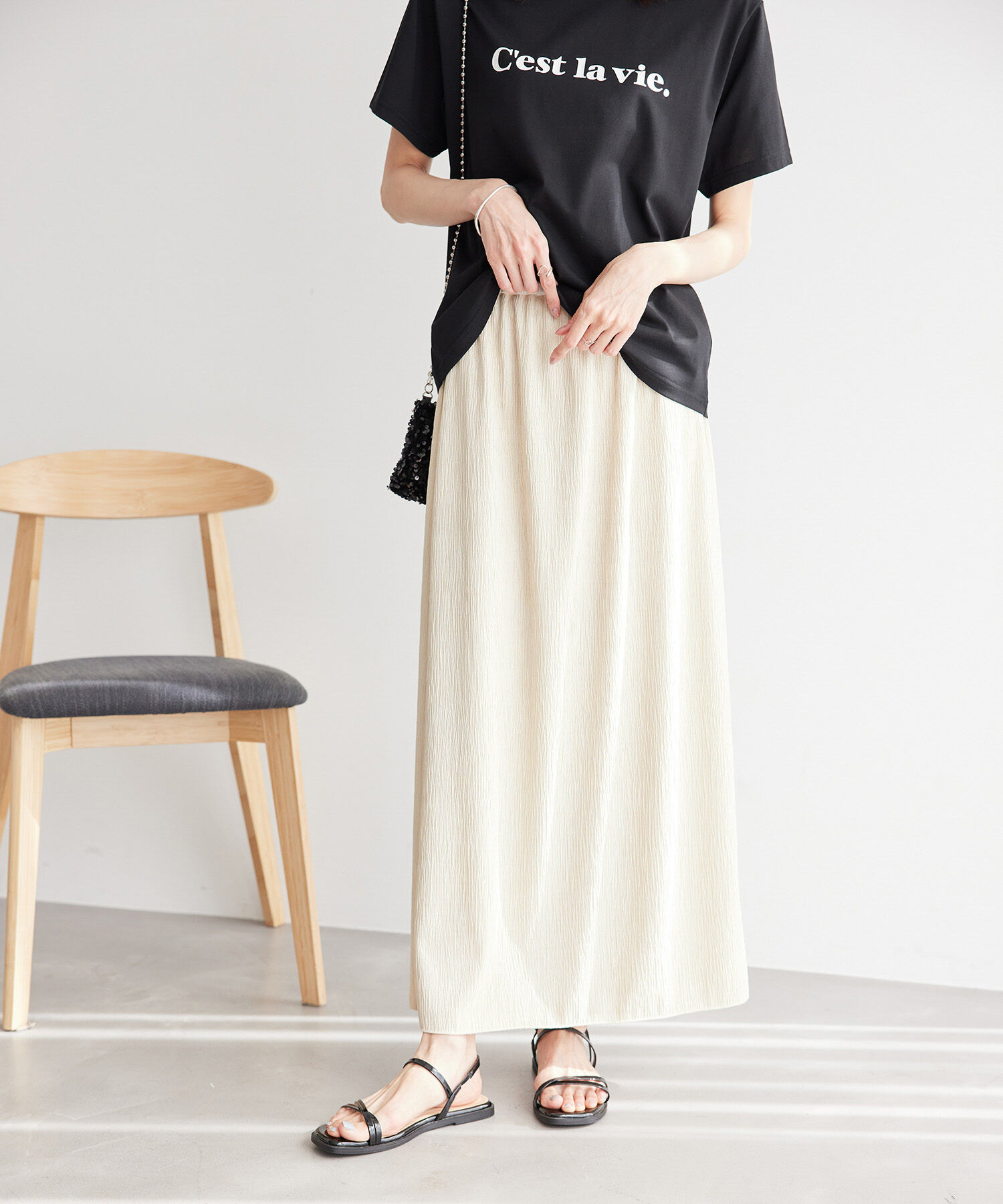 Rope&rsquo;Picnic「イレギュラープリーツ微光沢スカート」|スカート|