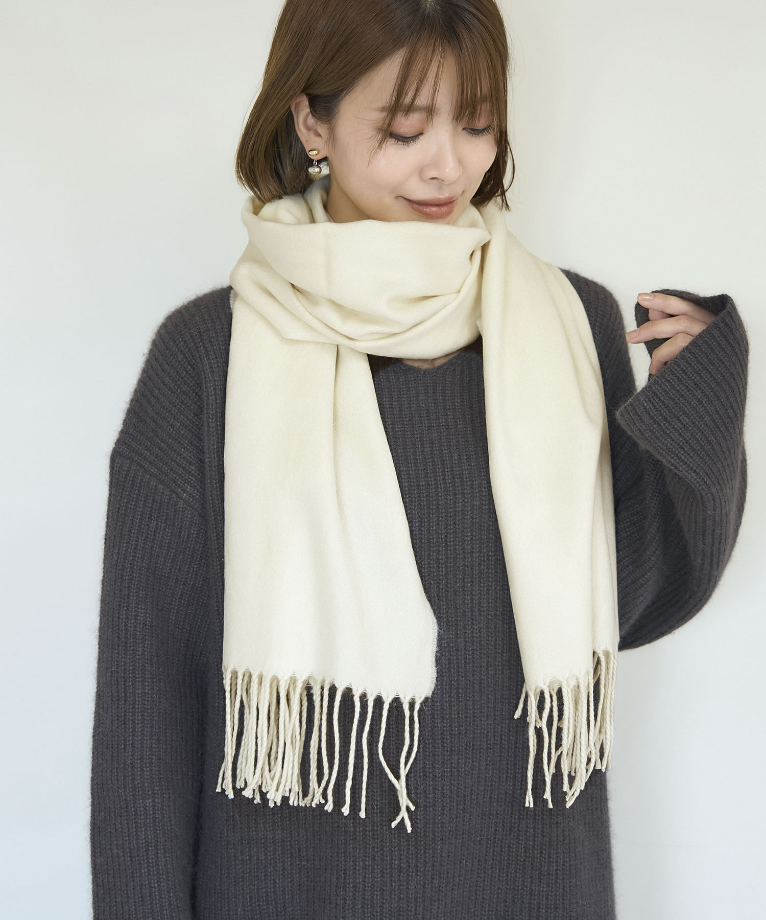 ROPE PICNIC PASSAGE「シアバター加工・静電気防止/カラーソリッドストール」|ストール|